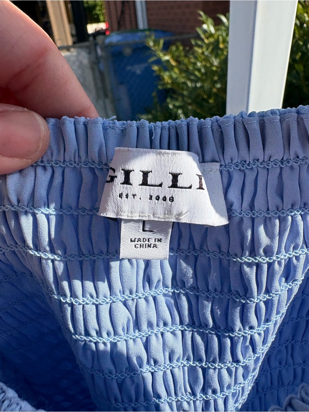 Gilli Light Blue Smocked Ruffle Tank - Picture 3 of 3